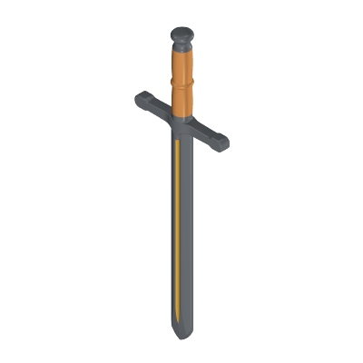 Playmobil 30 64 9913 dark grey Sword, very long, straight hilt, tan hilt, strip down