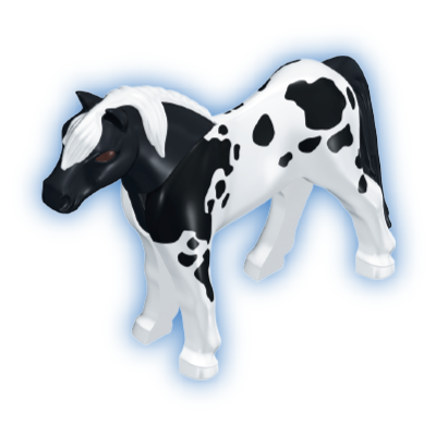 Playmobil 30 65 4010 Black and White Pony, 2011-style, black pinto spots, white mane, black tail 5686, 6948, 70515, 70518, 70998