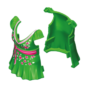 Playmobil 30 67 5832 Green Dress, mini, pleated skirt pink and white trim (front and back halves) 6530, 6862, 70014