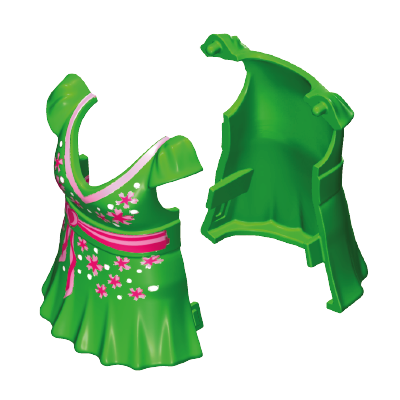 Playmobil 30 67 5832 Green Dress, mini, pleated skirt pink and white trim (front and back halves) 6530, 6862, 70014