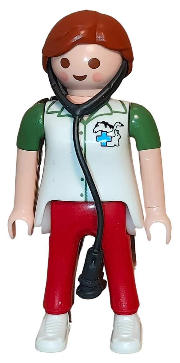 Playmobil 30 14 6950 Veterinarian, female, brown ponytail, white uniform shirt, stethoscope 5529