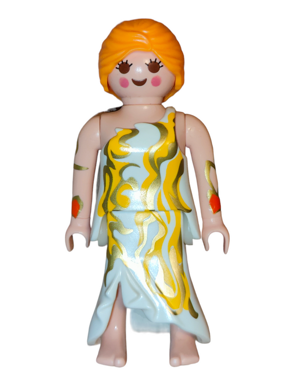 Playmobil 9438 Sun-fairy, blonde hair pinned up, gold/yellow/white dress
