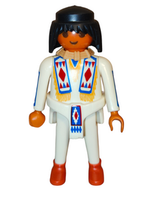 Playmobil 30 00 6770 Indian Native American male, cream clothing red diamond design 3250 , 3871 , 4072 , 4130