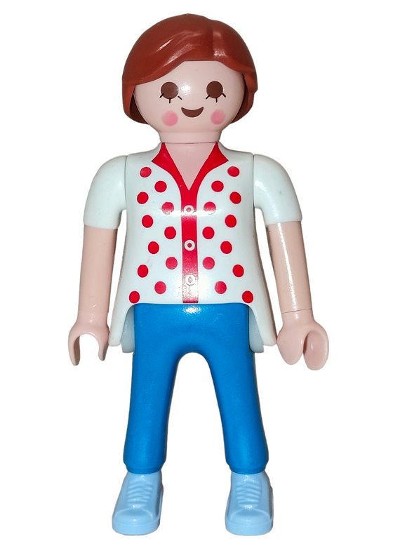 Playmobil 30 14 9550 Mother, brown ponytail, white shirt with red spots 9103