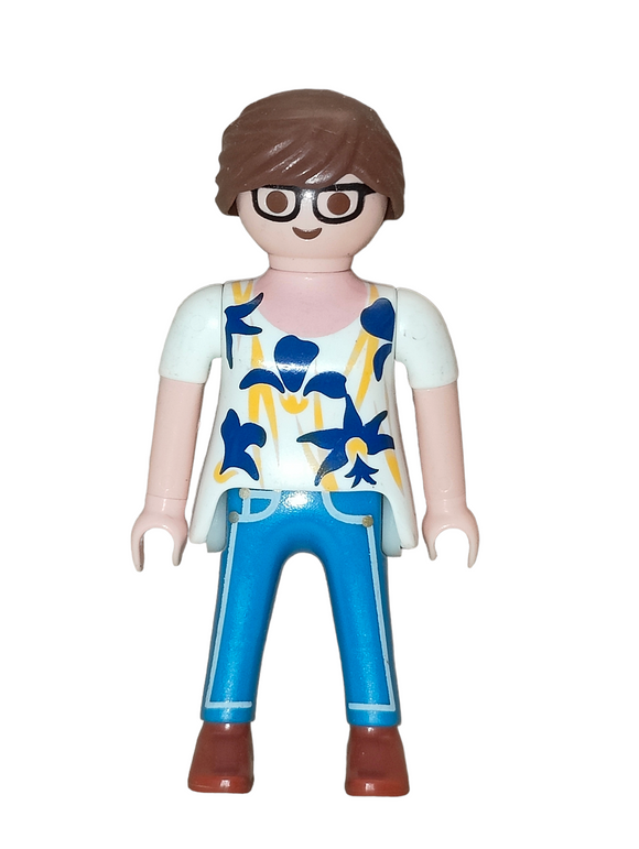 Playmobil 30 14 2632 Teacher, female, brown ponytail, white patterned shirt, jeans 70314