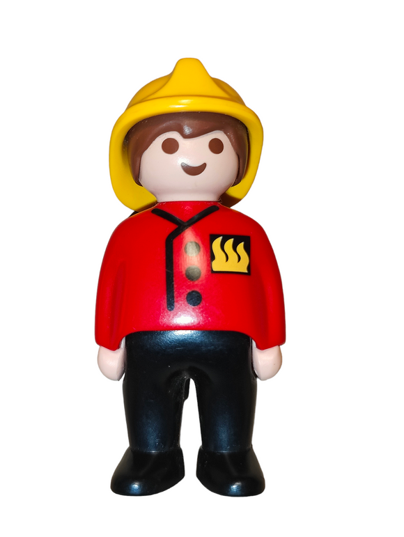 Playmobil 1.2.3 very rare male fire fighter with red shirt 6607