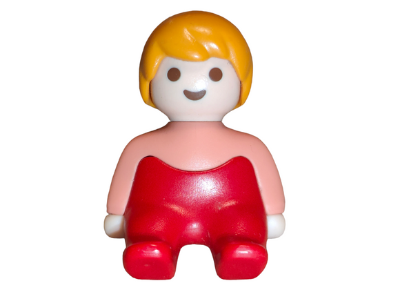 Playmobil 1.2.3 sitting down baby pink shirt, red pants 6600, 6614, 6630, 7297