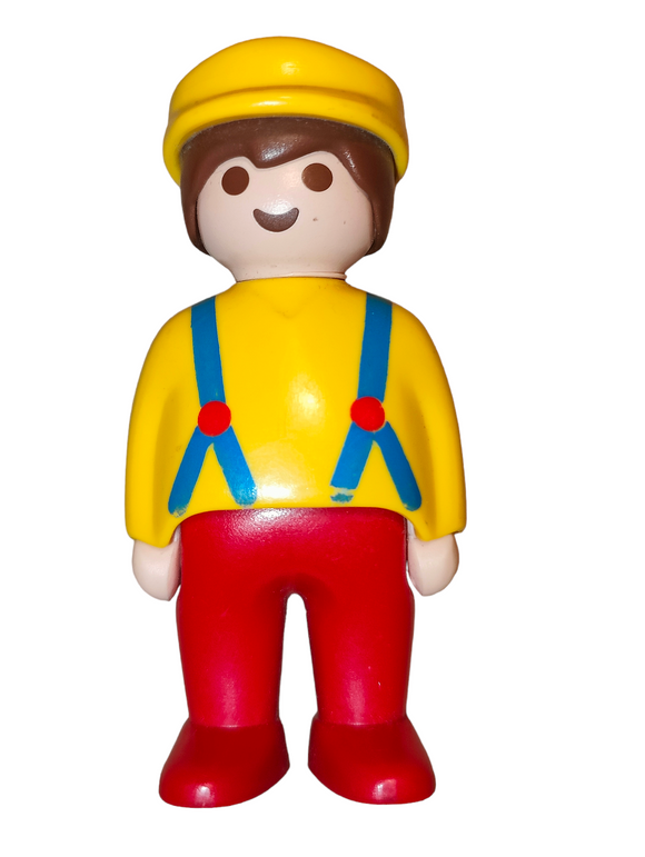 Playmobil 1.2.3 male farmer red pants, yellow shirt and cap 6604, 6746, 7159, 9009