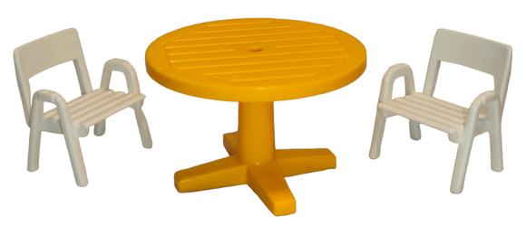Playmobil 30 21 1302 & 30 60 6690 - White lawn chairs and yellow patio table