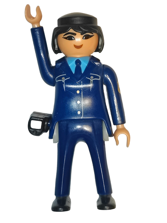 Playmobil 30 14 8610 Police officer, female, short black hair, dark blue uniform with shirt and tie 6872