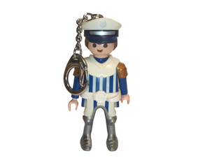 Playmobil Keyring Key chain Vintage blue and white striped knight