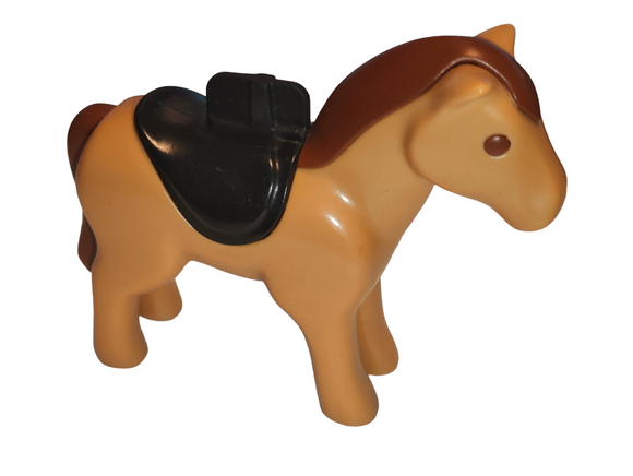 Copy of Playmobil 60 65 3960 tan horse with black saddle 123 1.2.3