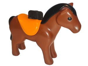 Playmobil 60 65 1250 Brown horse with orange saddle 123 1.2.3