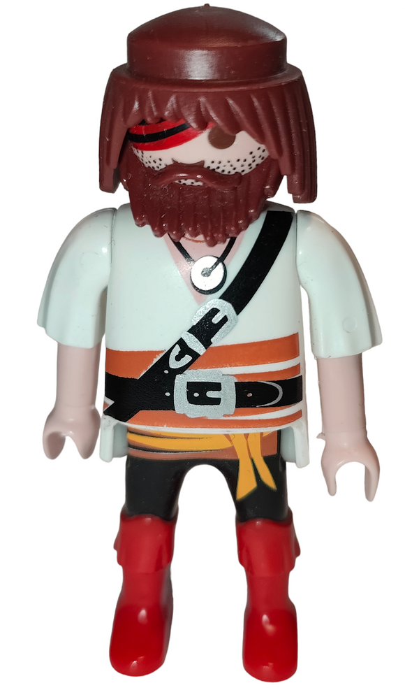 Playmobil 30 00 5413 Pirate, brown hair and beard, white shirt, red boots 6163, 70151