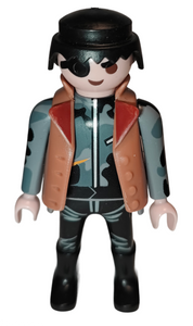 Playmobil 30 00 8882 Motorcycle rider, black/grey camoflage suit