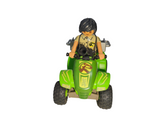 Playmobil 30 67 1263 & 30 27 6650 & 30 00 0244 & 30 08 1270 & 30 23 7892 Male Dinosaur researcher on light green Buggy-mounted quad with pullback motor 9231