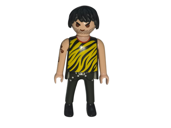 Playmobil 30 00 0514 Criminal, male, black shaggy hair, tiger-striped shirt, cowboy boots 70306 , 9111