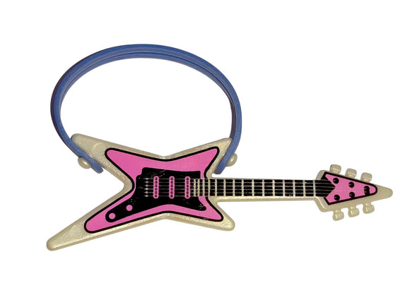 Playmobil 30 63 6684 & 30 80 0400 X-shape rock guitar with blue strap