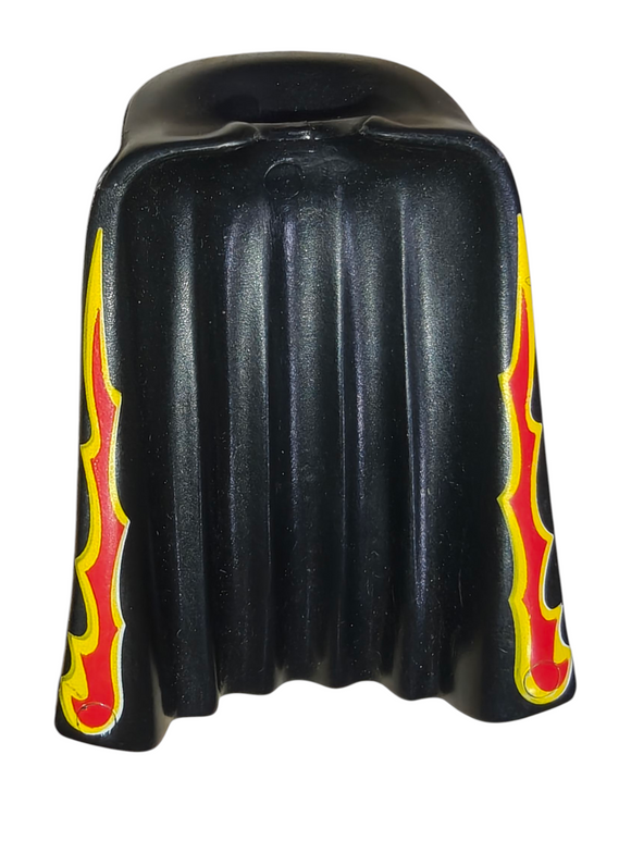 Playmobil 30 63 4220 black cape Cloak, full-length with collar and flames on edges