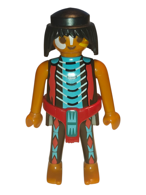 Playmobil Indian chief, black clothes, barefoot 4012