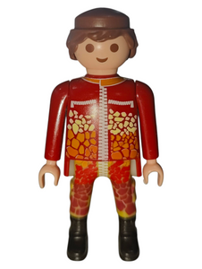Playmobil 30 00 2244 Motorcyclist, brown hair, red/yellow suit 9431 Motocross Bike with Raptor