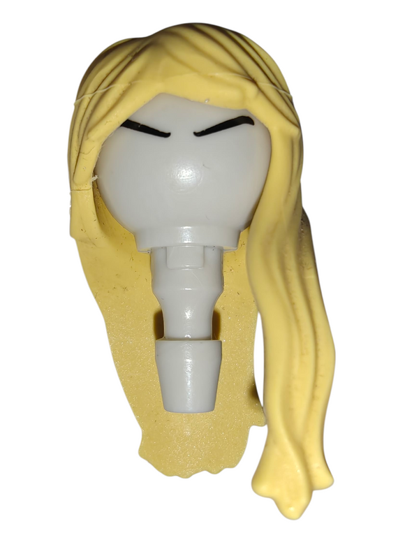 Playmobil Female Light Yellow Hair Wig long hair at back and over left shoulder rubbery (No Face)