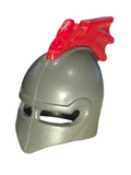 Playmobil 30 23 6610 Grey red crest Helmet, bullet-shaped, straight long sides, eye slit; dragon-wing crest