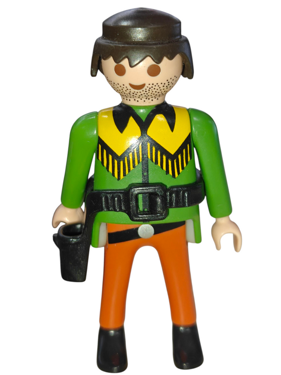 Playmobil Cowboy, black hair, green shirt 5373