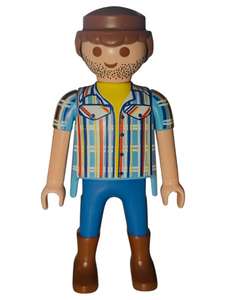 Playmobil 30 00 5323 Farmer, male, brown hair, blue plaid shirt 6131, 70495