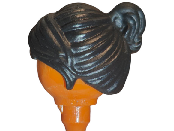 Playmobil 30 25 3823 Female Black Hair Wig, small high ponytail, loose shaggy bangs (No Face)
