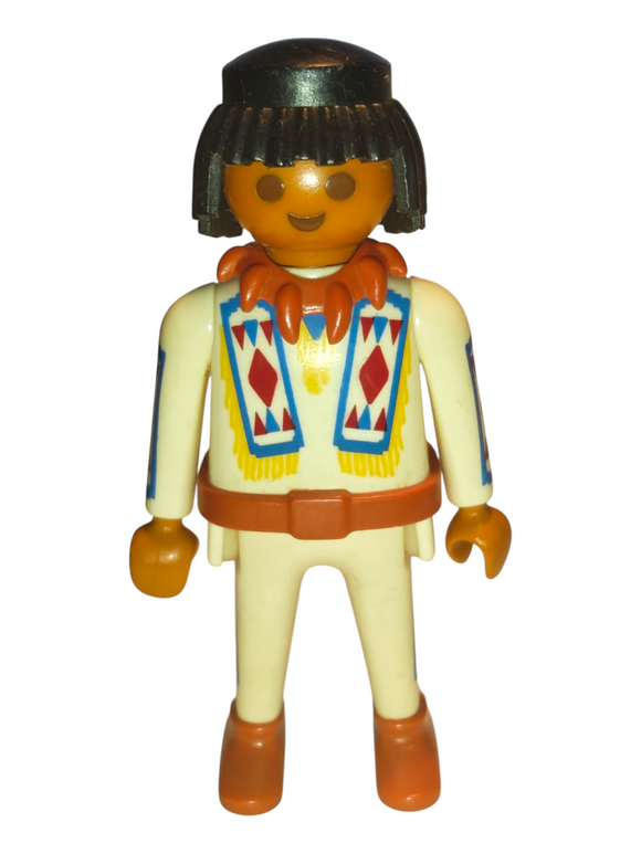 Playmobil 30 00 6770 Indian Native American male, cream clothing red diamond design 3250 , 3871 , 4072 , 4130