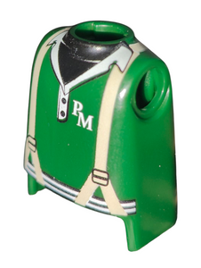Playmobil Green shirt, with PM stamp, beige suspenders / braces