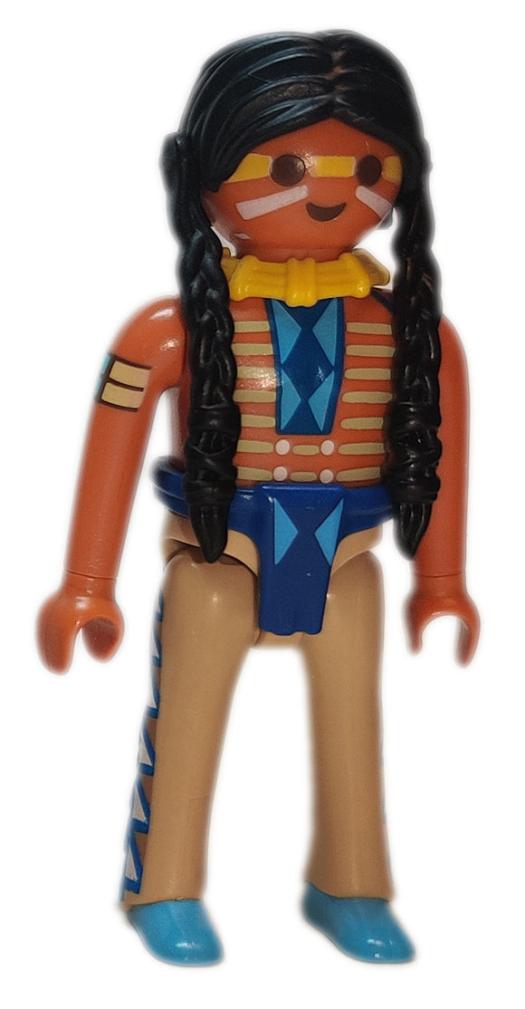 Playmobil 30 00 1283 Indian Native American male, tan pants, long braids 5245