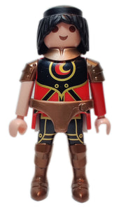 Playmobil 30 00 5484 Knight of the Burnham Raiders, black hair, red/black clothes, bronze armour 9838