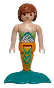 Playmobil 30 00 6454 Mermaid Merman, brown hair, orange body, green tail 70368