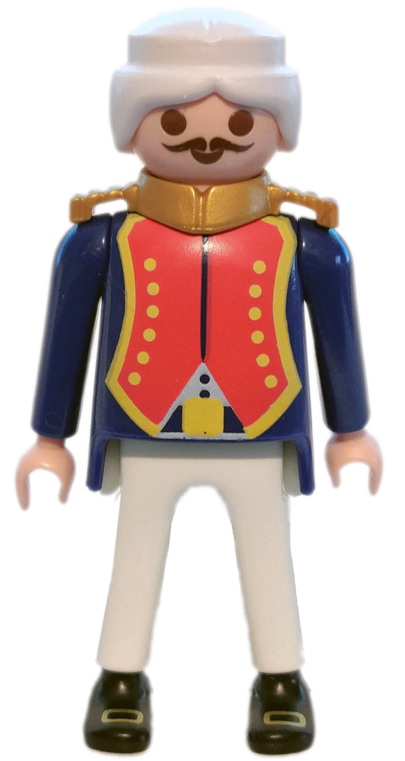 Playmobil 30 00 9362 30009362 French Soldier Navy officer, blue coat with red vest, gold epaulets, white ponytail 5946 5949