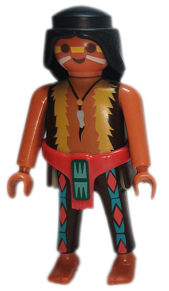 Playmobil 30 00 9442 Indian Native American warrior, long black hair, bare feet 4012