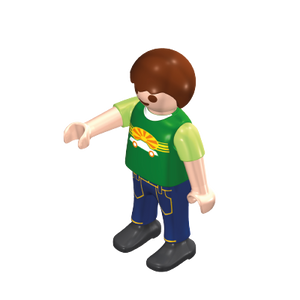 Playmobil 30 10 2860 Child Boy, brown hair, green shirt with car design 4939 9117 9267