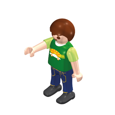 Playmobil 30 10 2860 Child Boy, brown hair, green shirt with car design 4939 9117 9267