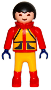 Playmobil 30 10 3990 child boy, black hair, red/yellow snow suit 9283