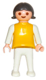Playmobil 30 11 0030 child girl, classic style, black hair, yellow/white clothes (Vintage)