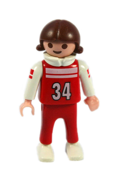 Playmobil 30 11 0610 Child Girl, brown hair, red and white clothes, 34 on front 3945