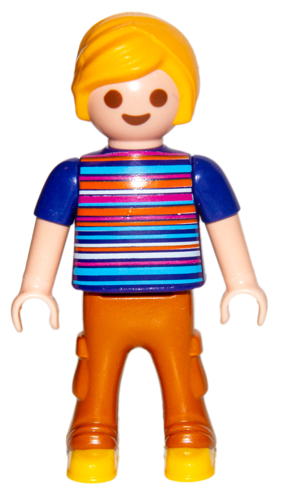 Playmobil 30 11 4020 Child girl, blond, blue striped shirt, orange pants 70034