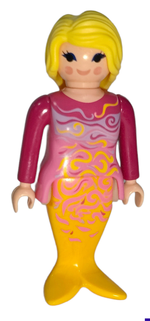 Playmobil 30 14 1572 Mermaid, long blonde hair, pink shirt, yellow tail 70033