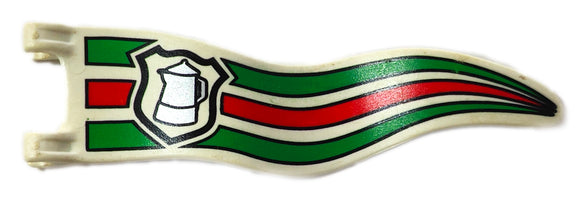 Playmboil 30 63 3810 Flag, narrow pennant with clips (wavy), red/green stripes, coffeepot crest