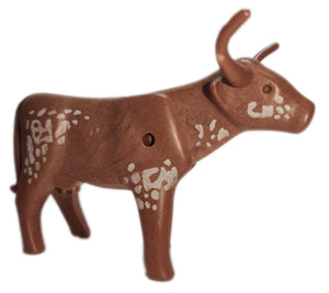 Playmobil 30 64 0020 Brown Longhorn Cow with white spots 3749 3801 7183