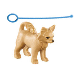 Playmobil 30 67 8082 and 30 25 2643 Chihuahua Dog with Blue flexible leash