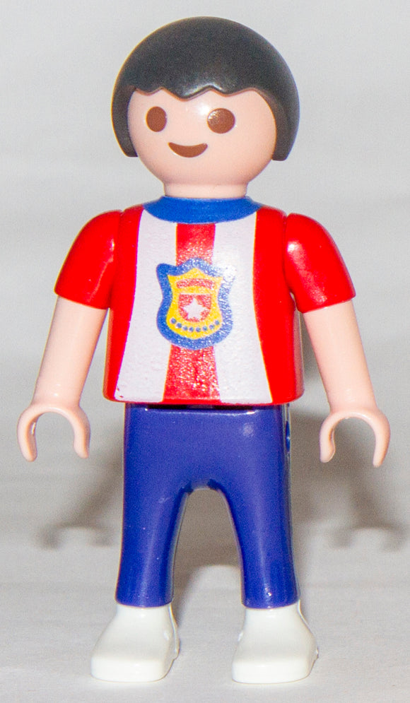 playmobil haar fahrradhelm Playmobil 30 10 2880 Child Kid Boy black hair red white vertical stripes 5169