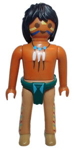 Playmobil 6272a Native American Warrior, short hair, green loincloth 6272