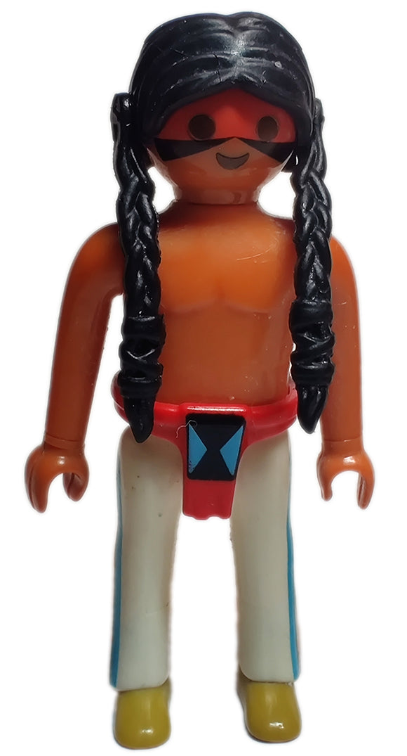 Playmobil 6272c Native American Warrior, two braids in front 6272